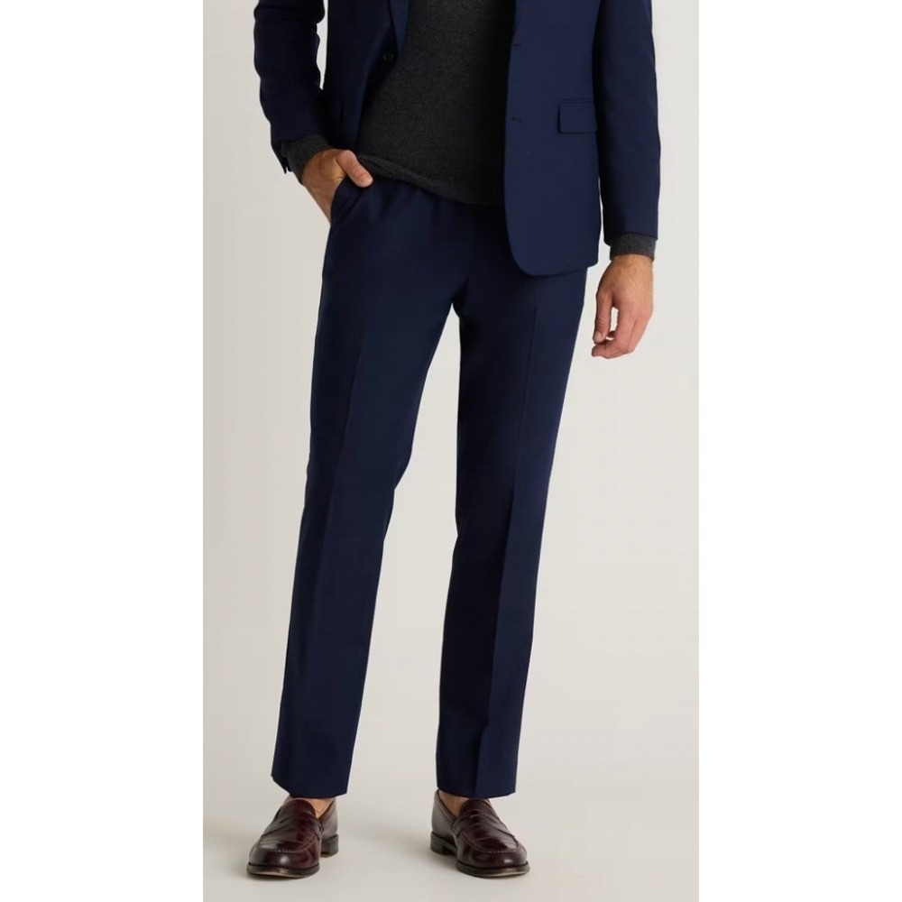 Quince Quince Mens Italian Wool‎ Dress Pants Slim Fit Blue Stretch Luxury 40x32